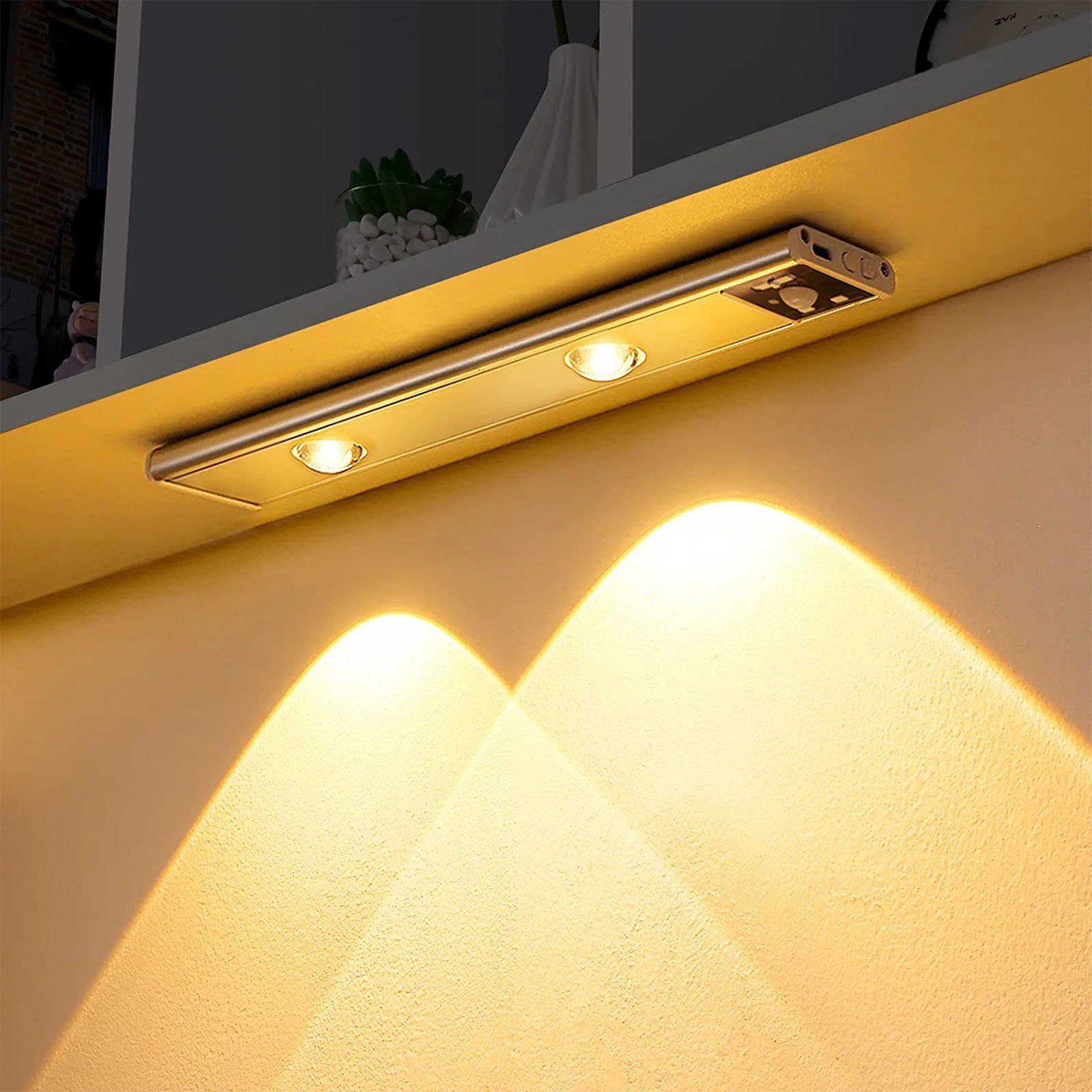 Sunicol LED Unterbauleuchte Magnetisch, kabellos, wiederaufladbar, mit LED Bewegungssensor, 3000K Warmweiß, 4500K Naturweiß, 6500K Kaltweiß, Dimmbar, 3 Lichtfarben, für Küche Schlafzimmer Kleiderschrank Silber