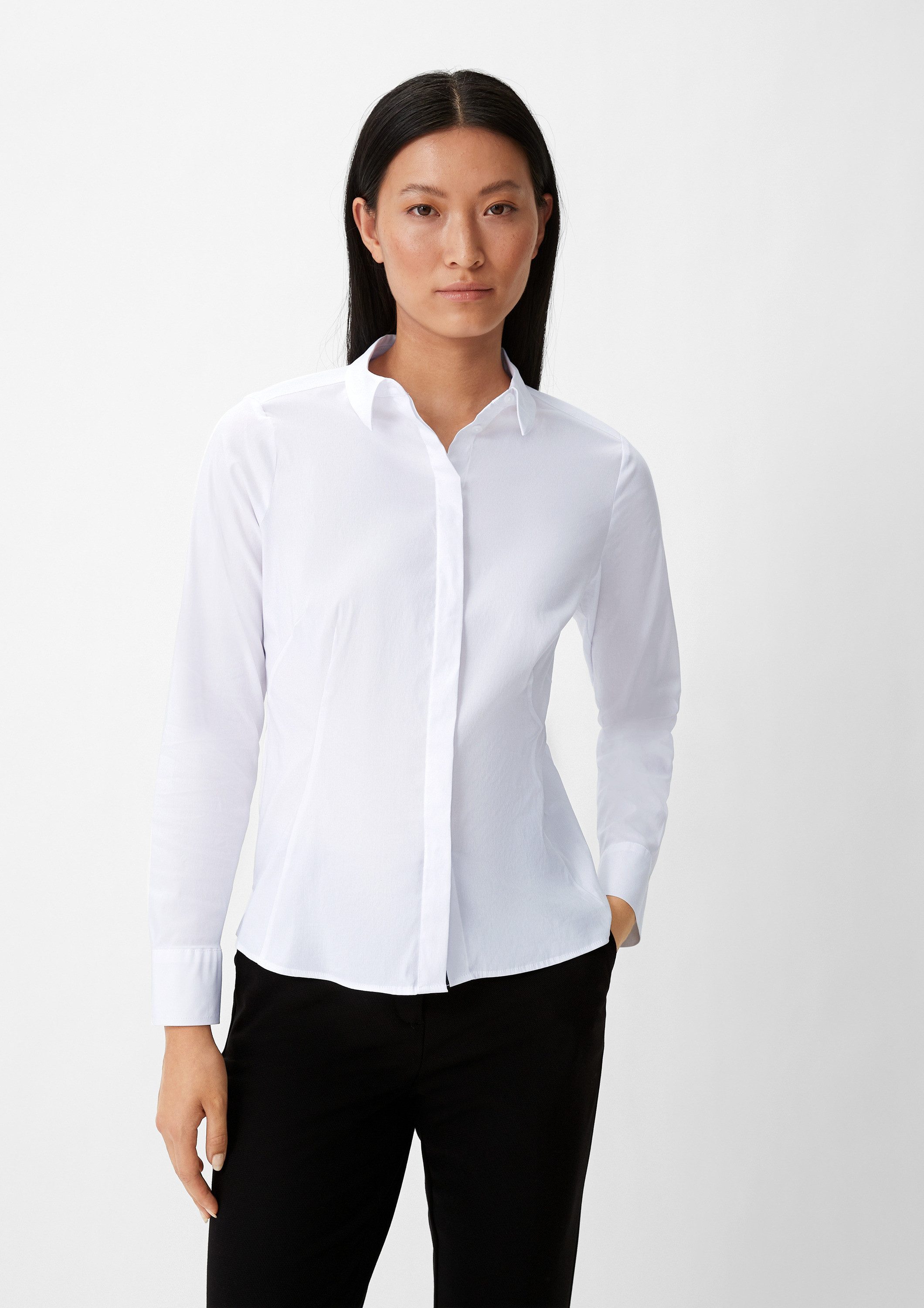 comma Langarmbluse Bluse Bluse aus Baumwollstretch
