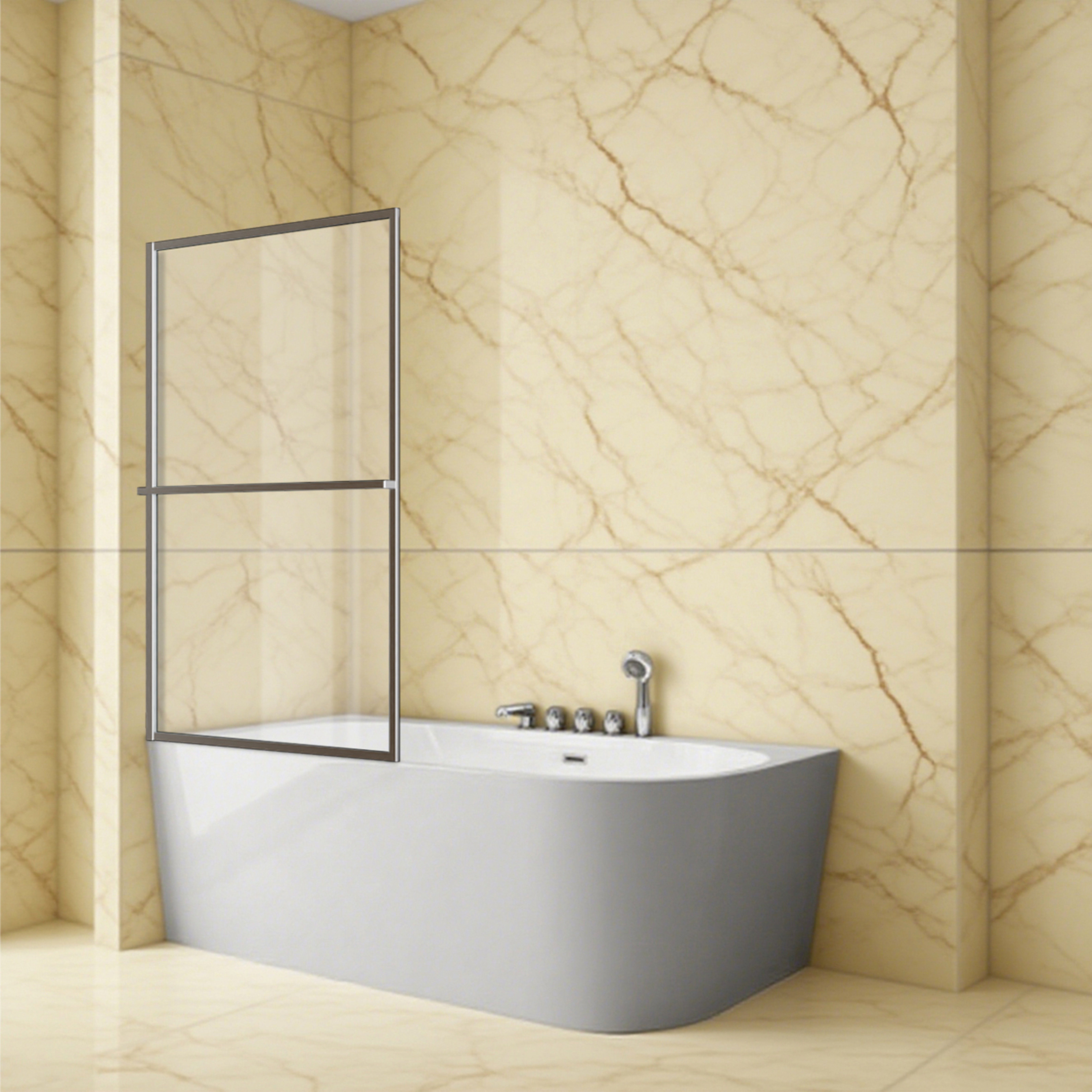 welltime Ванныaufsatz Block, Einscheibensicherheitsglas, (1 tlg), 6mm ESG und Antikalkversiegelung,extra schlanker Rahmen