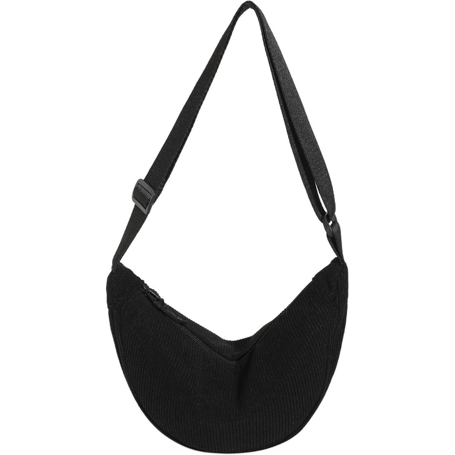 LuxusKollektion Bauchtasche Kleine Halbmondtasche aus Cord in A-schwarz mit günstig online kaufen