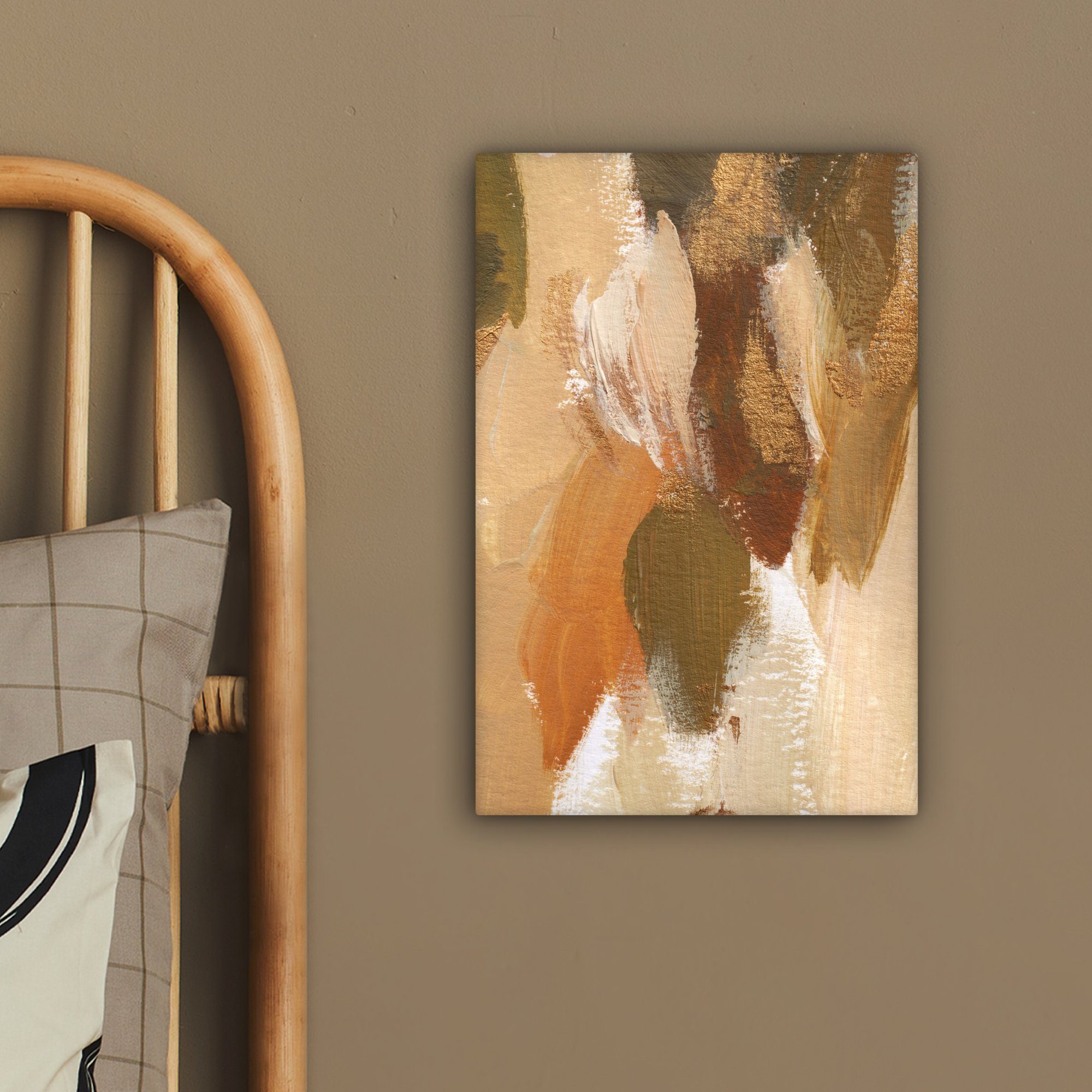 St), (1 Zackenaufhänger, bespannt OneMillionCanvasses® Leinwandbild fertig - cm Gemälde, inkl. - 20x30 Leinwandbild Orange, Farbe Grün