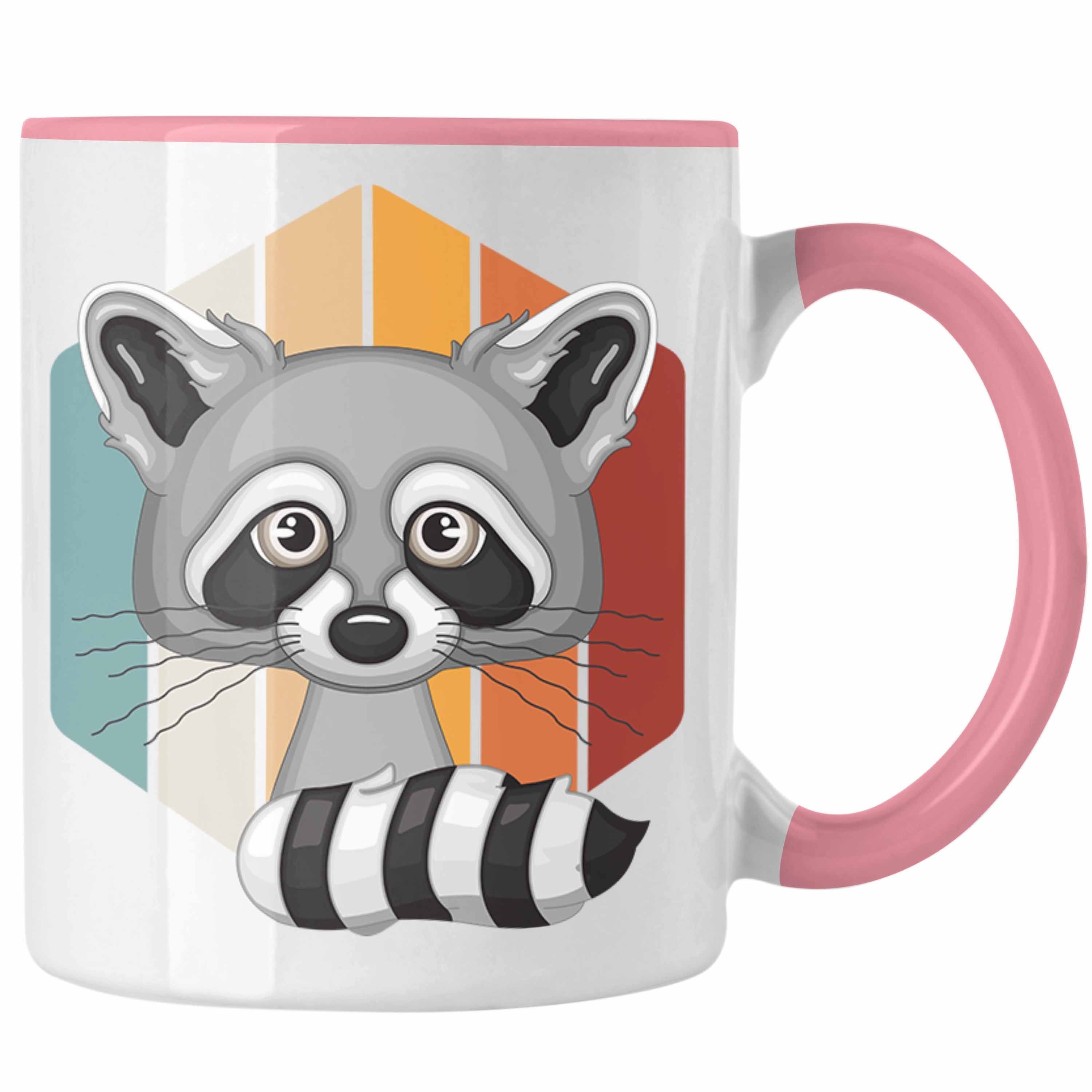 Trendation Tasse Vintage Waschbär Tasse Geschenk Rosa