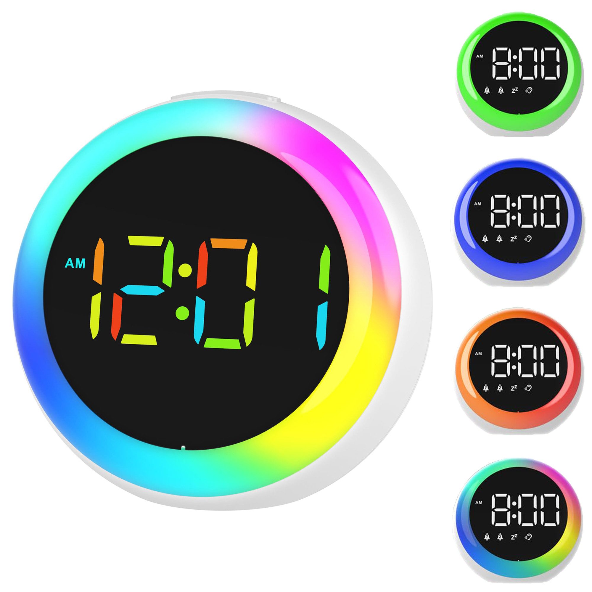 MOPUEA Wecker LED-Wecker Digitaler Uhr mit Farbwechsel, Doppelalarm, Sprachsteuerung