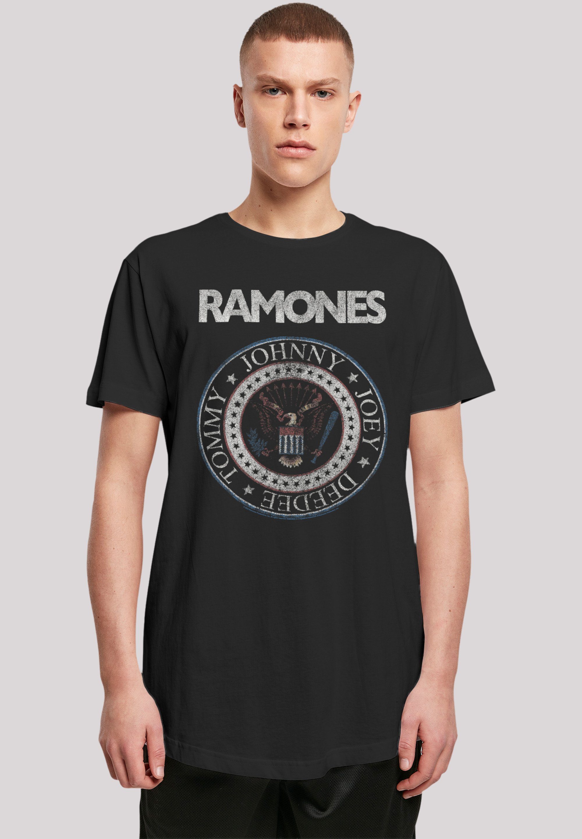 F4NT4STIC T-Shirt Ramones Band, Tragekomfort Sehr Baumwollstoff Premium Rock-Musik, mit Rock weicher And Musik Seal Qualität, White Band hohem Red