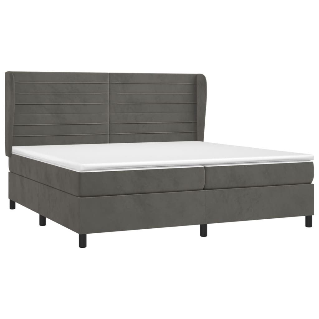 Bett Boxspringbett mit Matratze Dunkelgrau 200x200 cm Samt