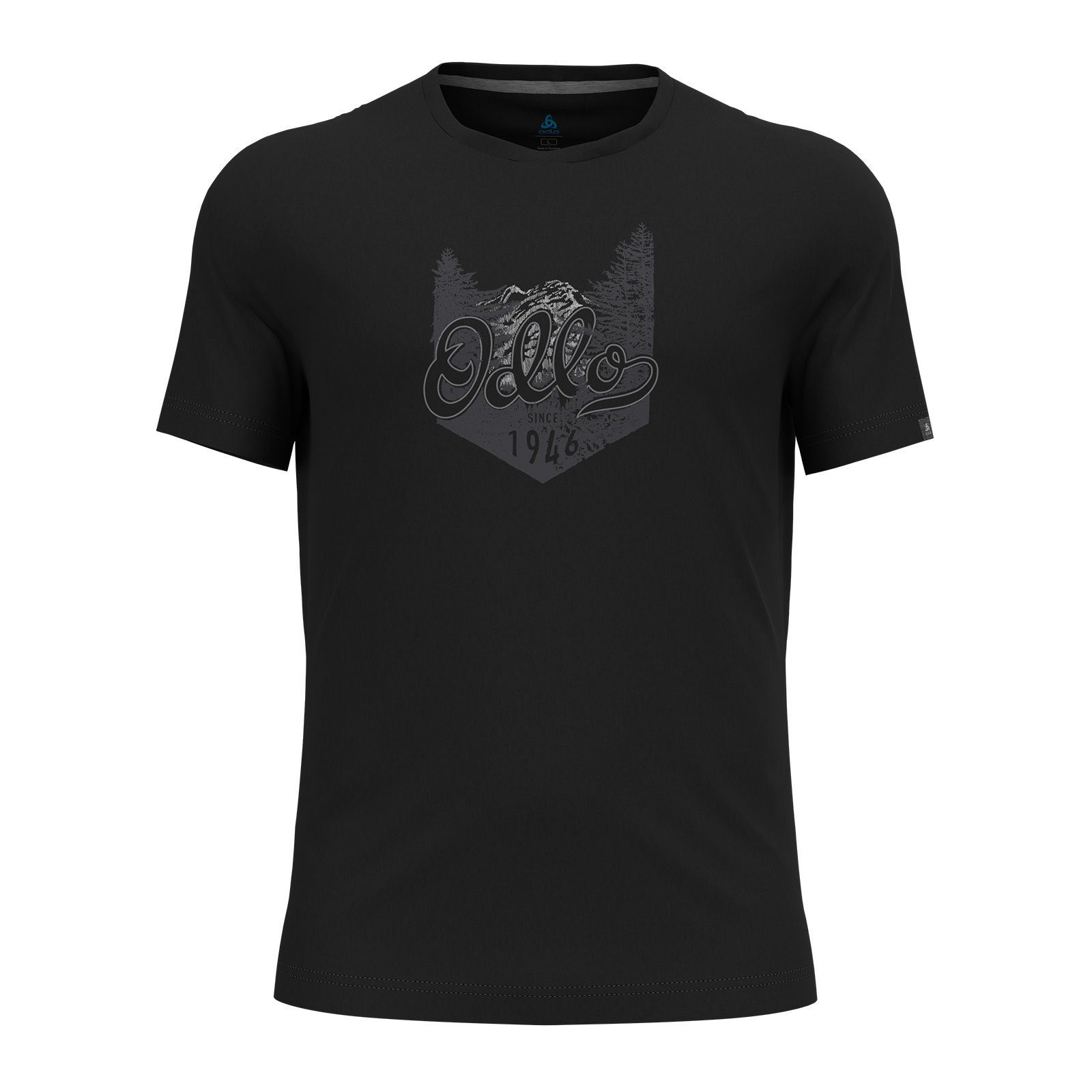 Odlo T-Shirt Nikko T-Shirt mit Logo-Print mit Waldlandschaftsprint 551362-15000 black