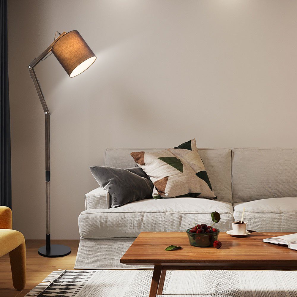 Steh Stehlampe, LED Gelenk Leuchtmittel Wohn Arbeits inklusive, Textil Warmweiß, Holz etc-shop Lampe Zimmer Stand