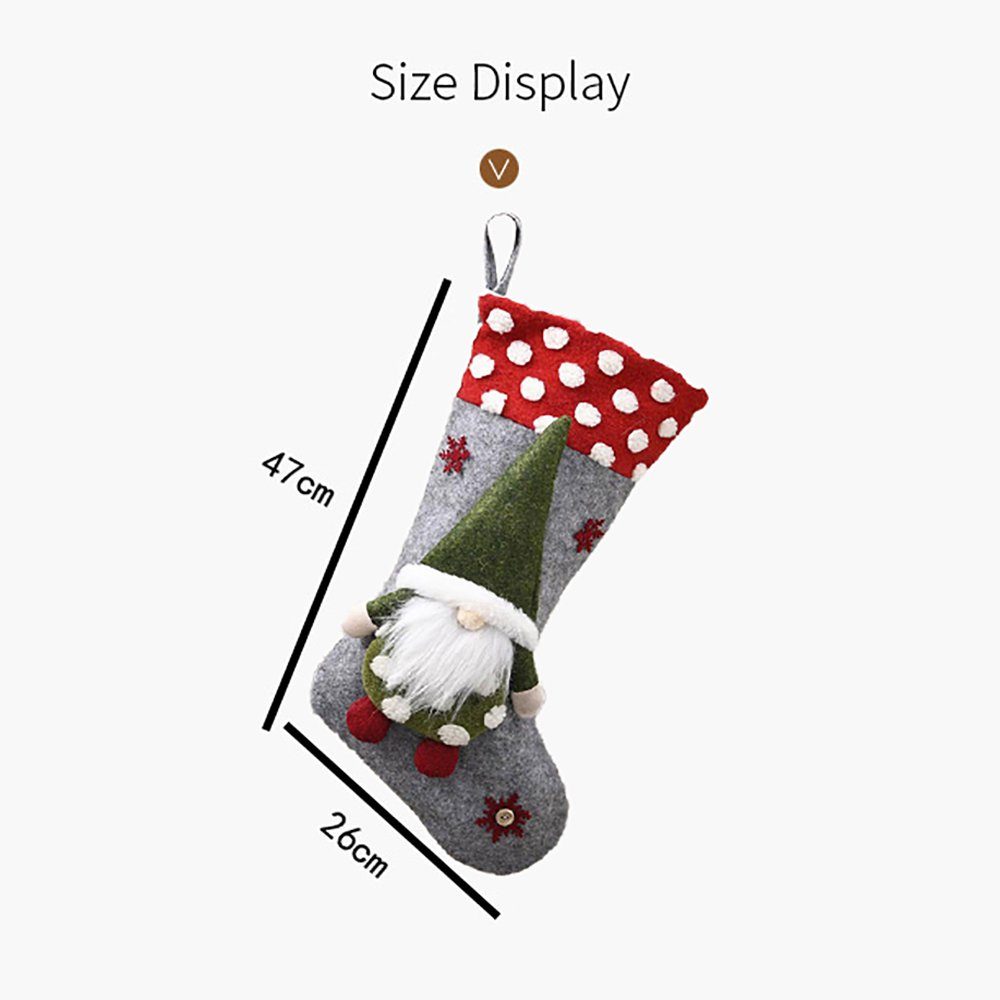 Orbeet grau Weihnachtsstrümpfe, Dekohänger Weihnachtsmann-Socken Geschenktüte Hängedekoration