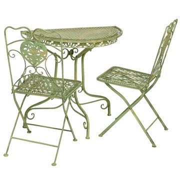 Aubaho Balkonset Balkontisch Gartentisch und 2 Stühle halbrund Gartengarnitur grün Anti