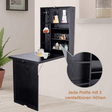 KOMFOTTEU Klapptisch Wandtisch klappbar, aus Holz