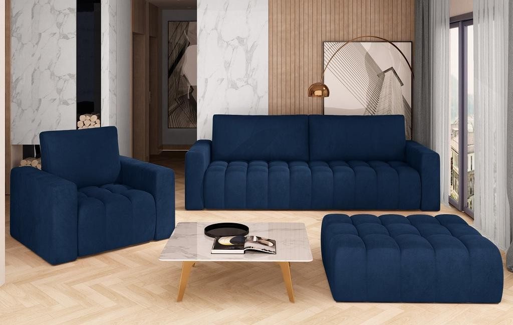 Xlmoebel Polstergarnitur Samt Sofagarnitur 3+1 Sitzer mit Hocker 3tlg Wohnzimmer Set, (3-tlg), Made in Europa