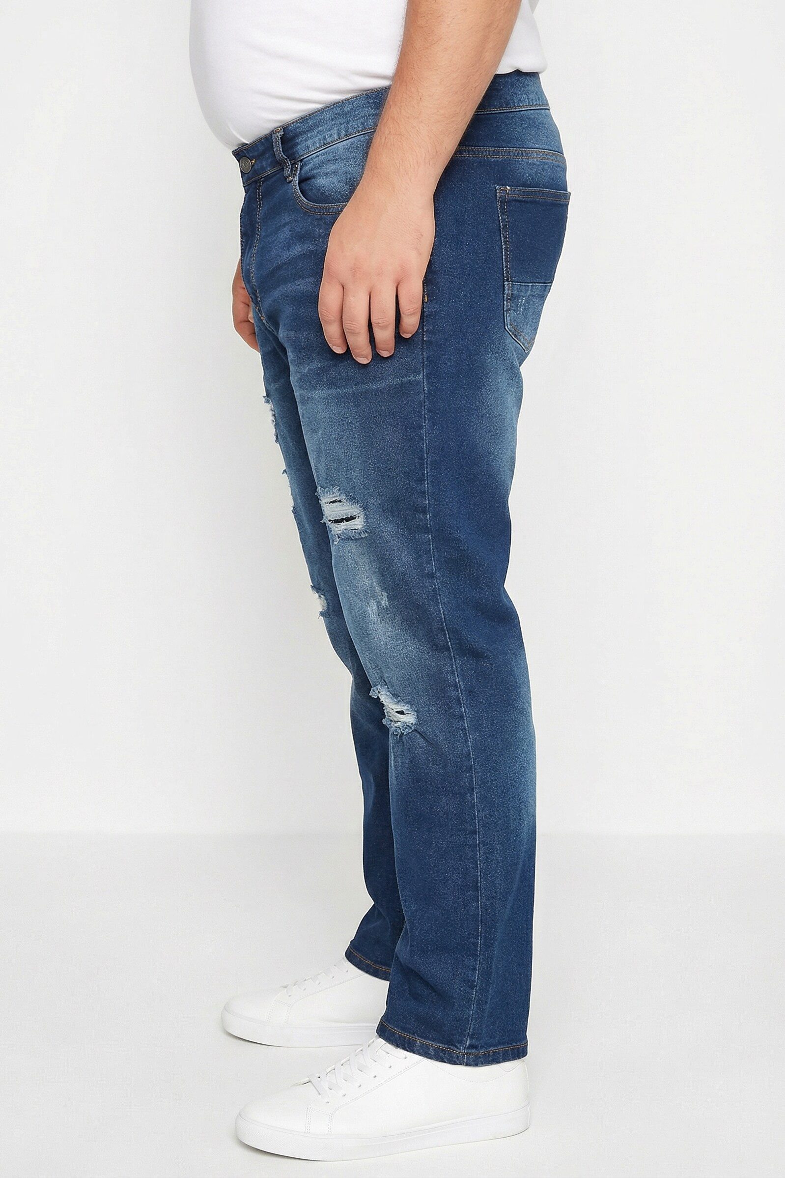 Men Plus 5-Pocket-Jeans Jeans Bauchfit Regular Fit 5-Pocket Destroys