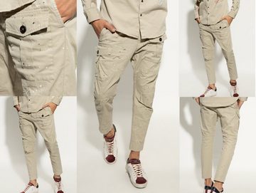 Dsquared2 Loungehose DSQUARED2 JEANS Sexy Painted Trousers Chino Cargo Pants Distressed Tap
