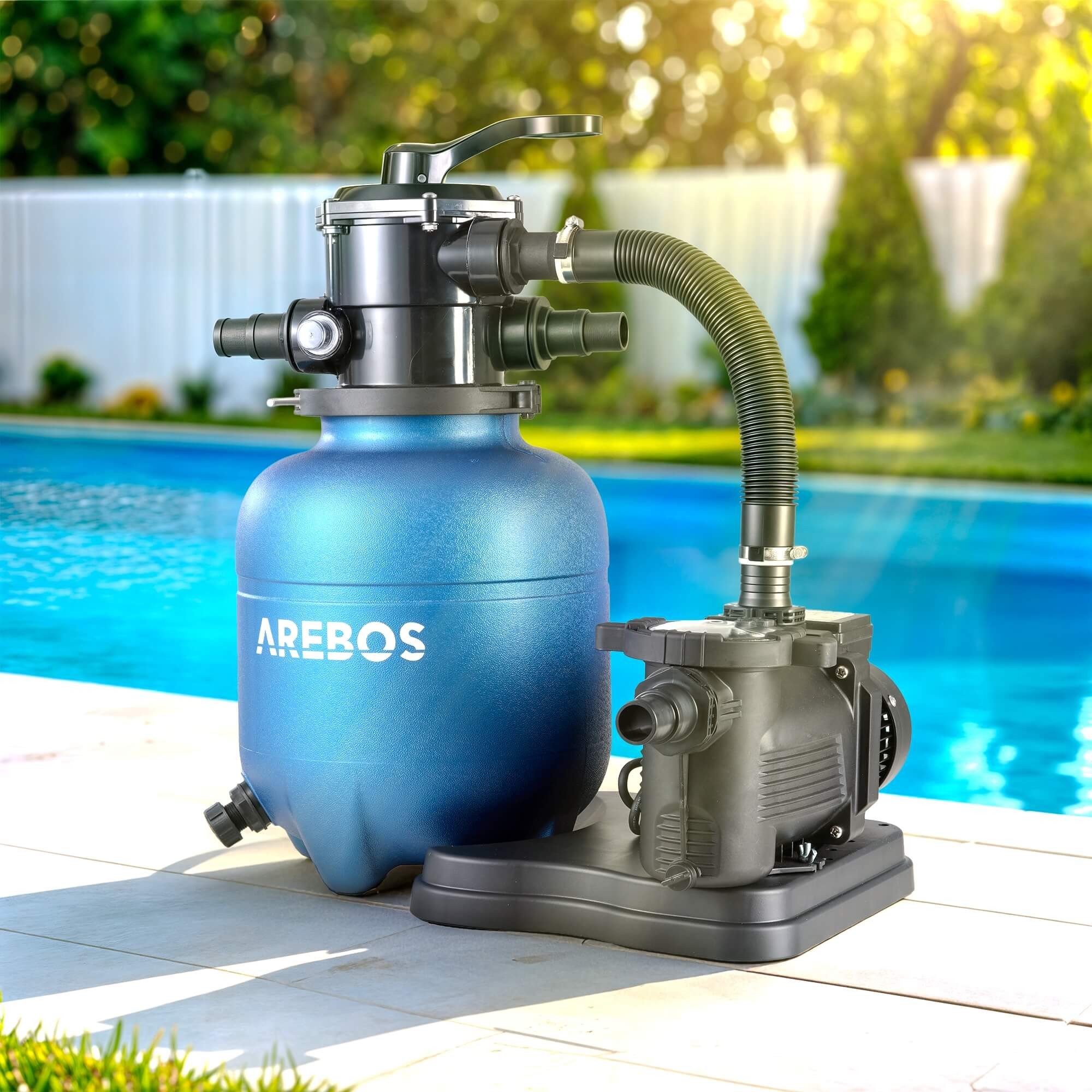 Arebos Sandfilteranlage mit Pumpe inkl.600g Filterbälle, günstig online kaufen
