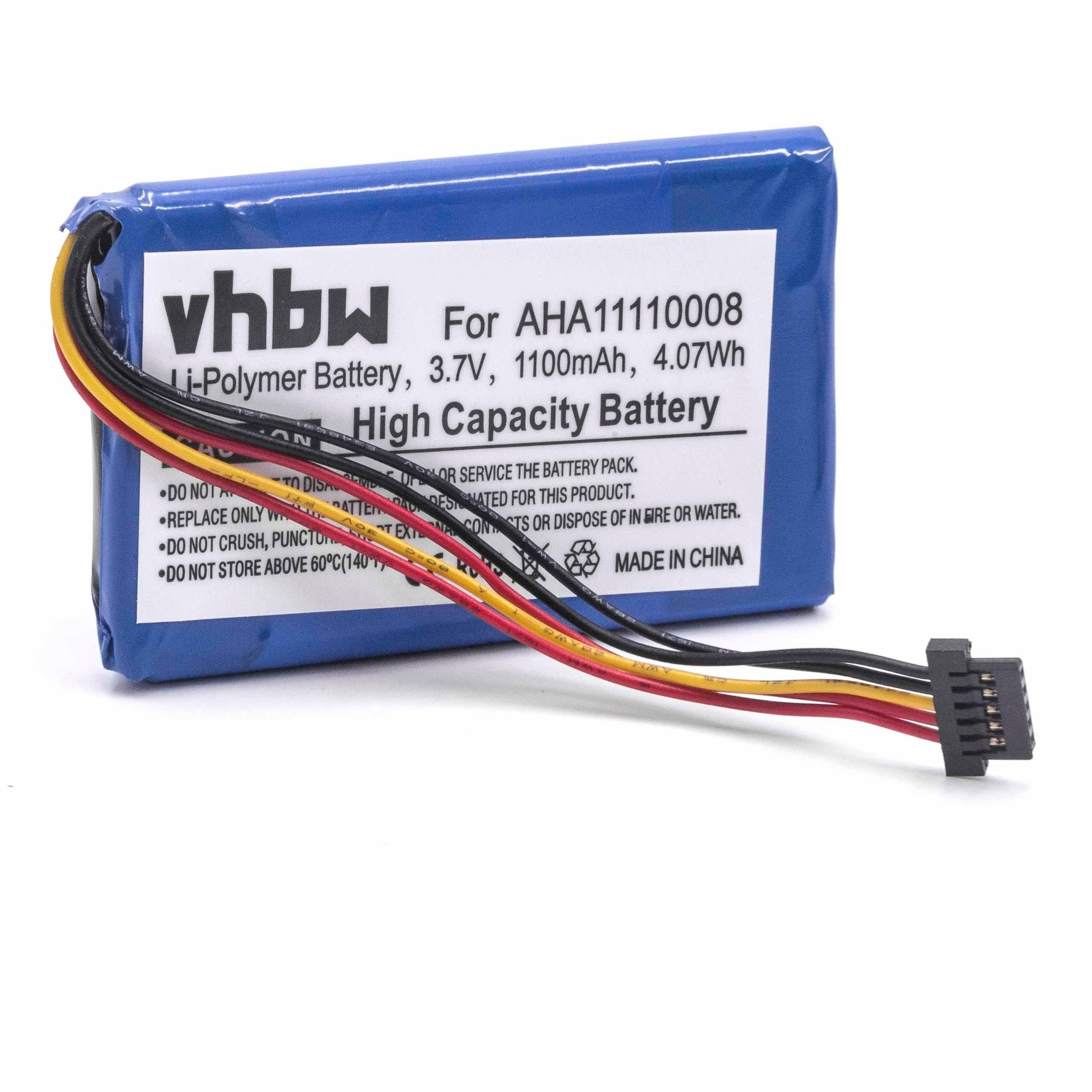 3,7V, vhbw (1100mAh, Akku Navigation für Ersatz Navigation 1100 mAh Originalteilebezeichnung Baugleiche AHA11111008 AHA11110003, Strassen TomTom für Li-Polymer)