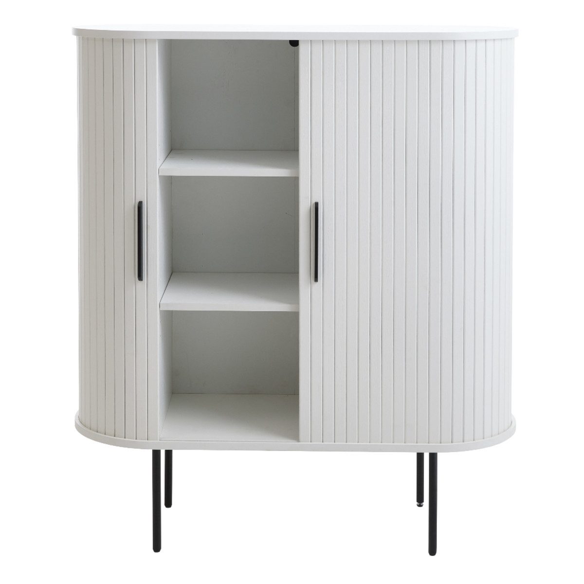 Liadomo Highboard Uriel, Sideboard, Kommode, Stauraummöbel, Schiebetüren Lamellen-Optik, Echtholzfurnier, vier Farben