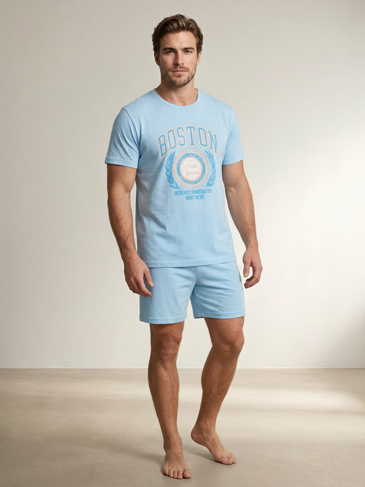Henry Terre Shorty Paul Boston Herren Kurzarm Pyjama Set M - 5XL