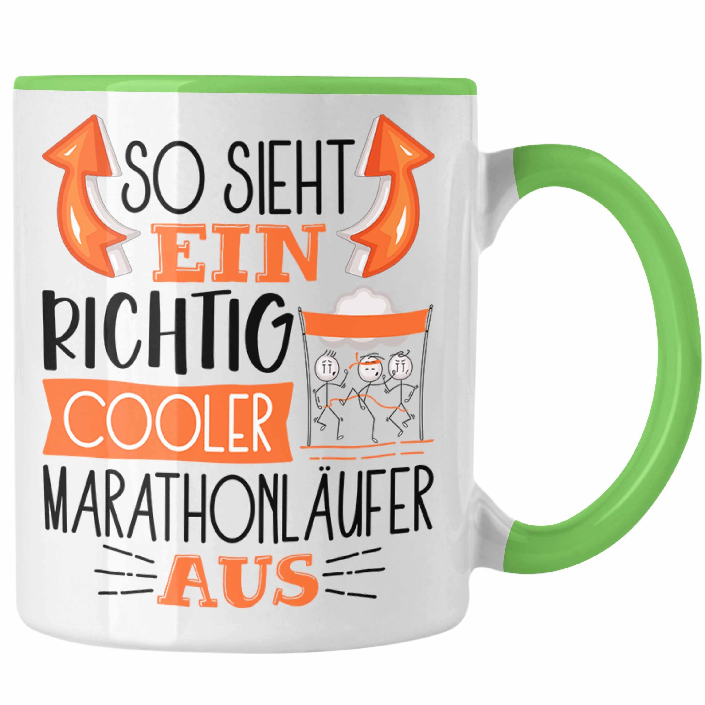 Sieht Marathonläufer Grün Tasse Ein Trendation Aus Cooler Geschenk Tasse Richtig So Lustige