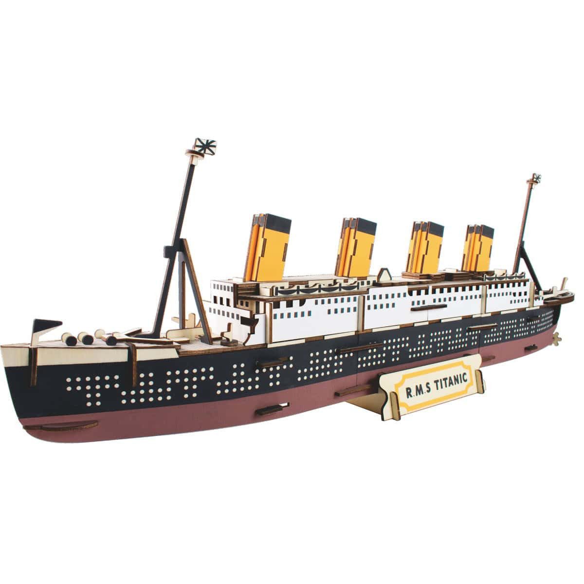 Kitcreatives 3D-Puzzle Titanic Bausatz aus Holz 3D Puzzle DIY 72,10 x 13 x 24,30 cm, Puzzleteile