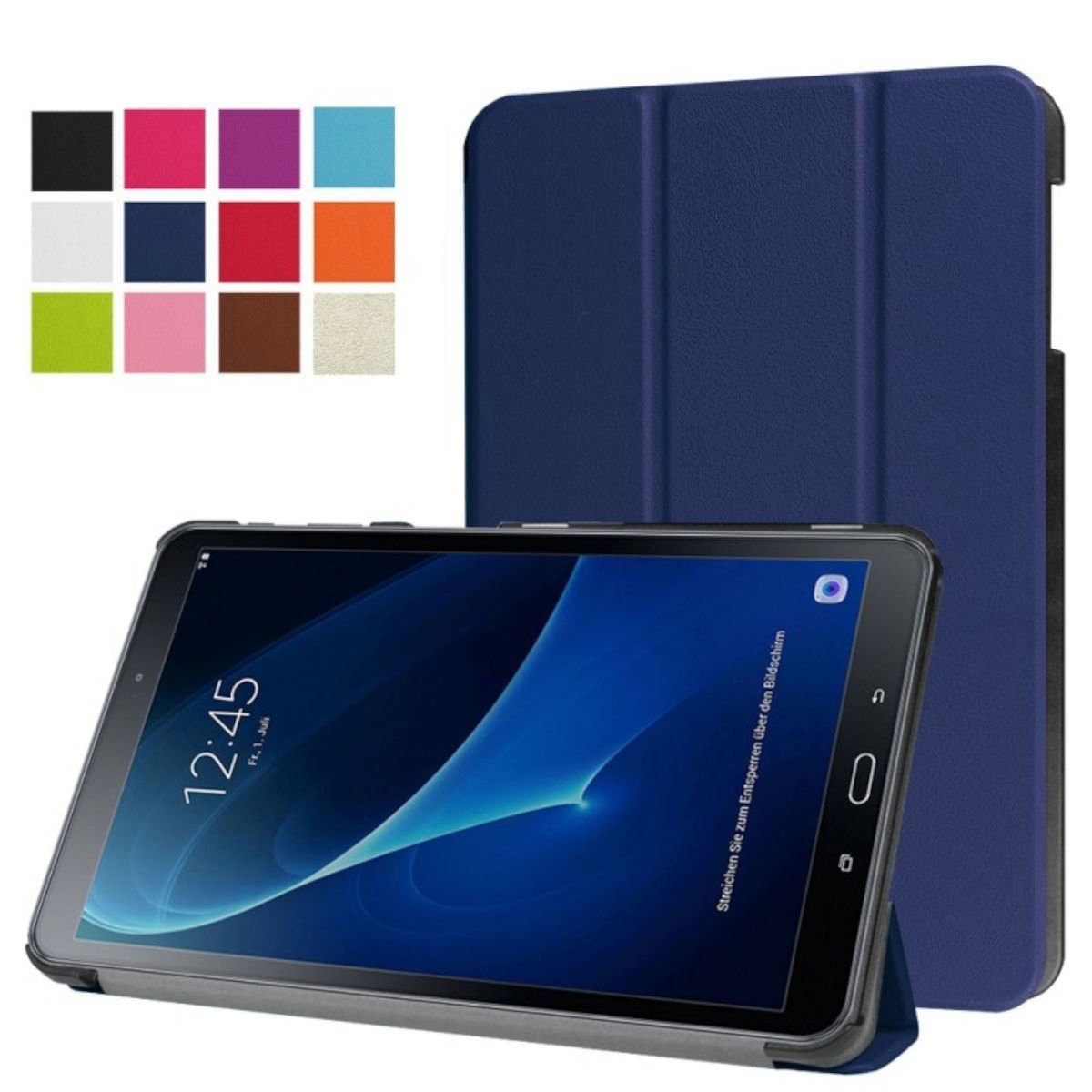 Wigento Tablet-Hülle Premium Smartcover Dunkelblau Tasche für Samsung  Galaxy Tab A 10.5 T590 / T595 2018