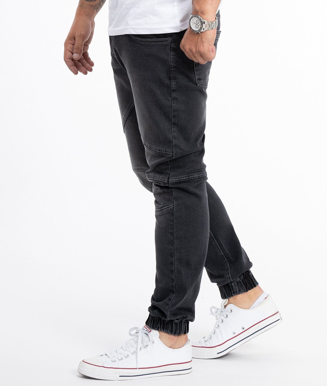 Rock Creek Tapered-fit-Jeans Herren Jeans Jogger-Style Dunkelgrau RC-2188 günstig online kaufen