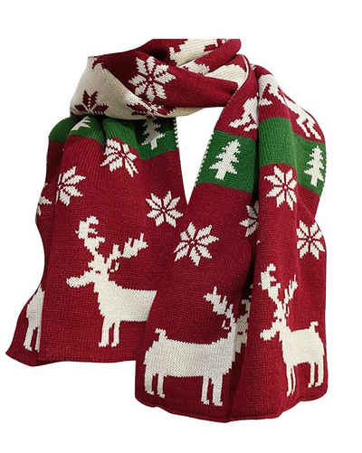 Dekorative Schal Roter Schal, Weihnachtsschal, Damenschal gestrickt Winterschal, (1-St), Weihnachts Kleidung, Weihnachts Geschenk Schals