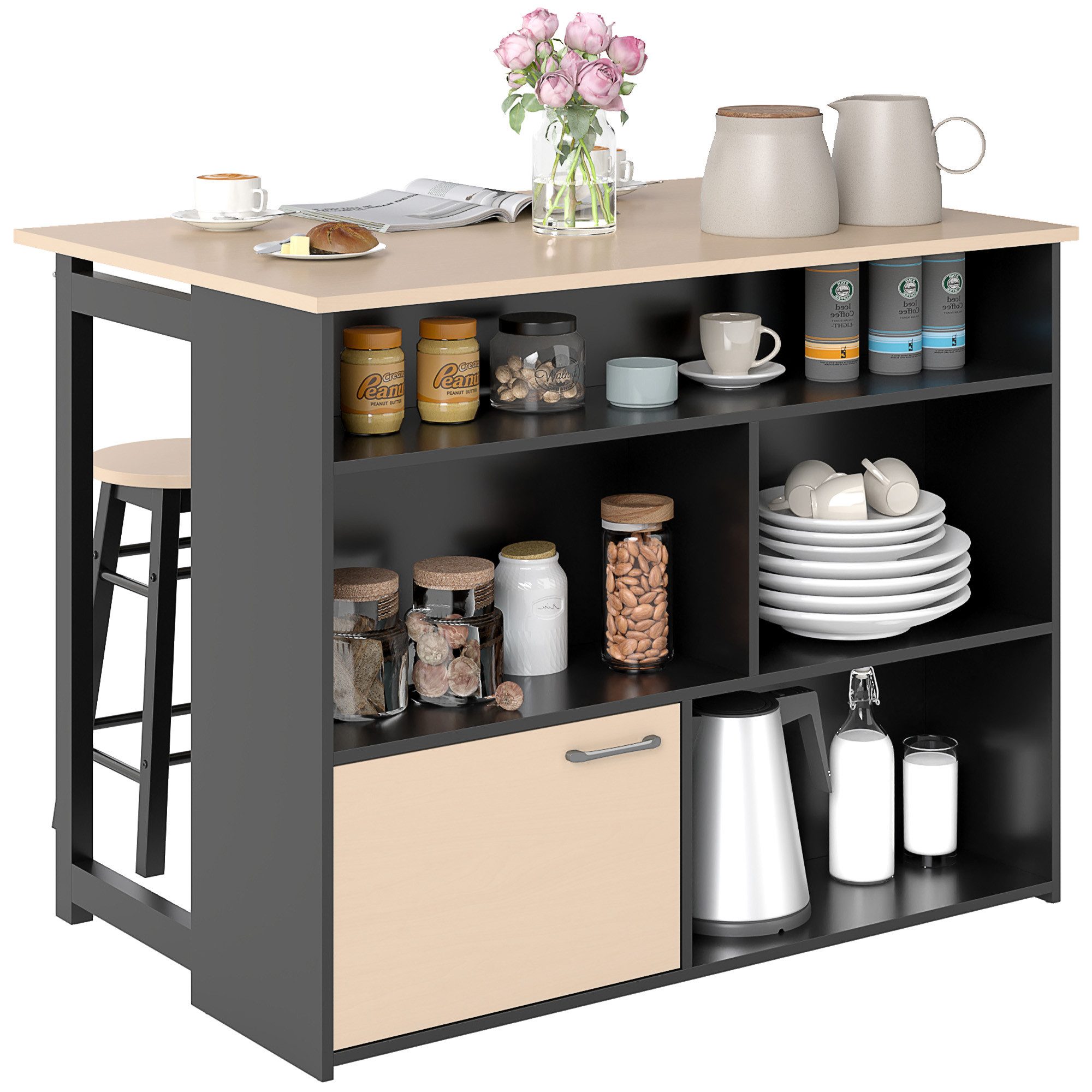 HOMCOM Bargruppe Bartisch mit Barhocker Set, günstig online kaufen