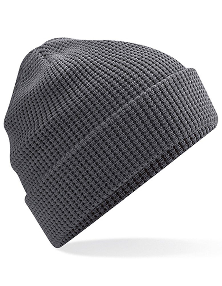 Modescout Stadler Strickmütze Cooler Winter Beanie mit Waffelstrick Bio-Baumwolle Graphite Grey