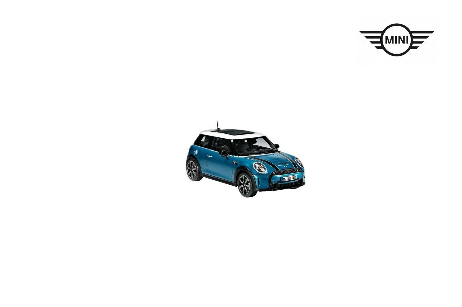 MINI Modellauto MINI Cooper SE Miniatur 1:18 Sammlermodell Island Blue Blau, (1-tlg)