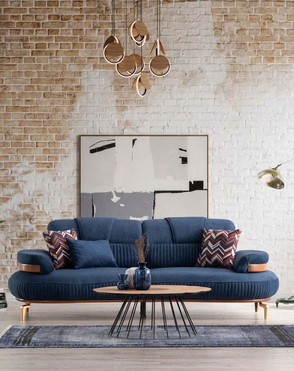 JVmoebel 3-Sitzer Bequemer 3-Sitzer Wohnzimmercouch Blau - Modernes Design & Stilvoll, 1 Teile, Made in Europe