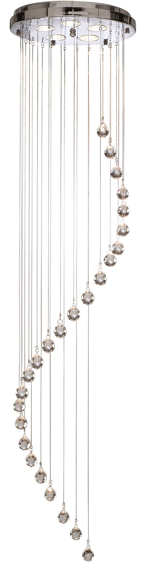 Searchlight Hängeleuchte Hallway 5Lt Multi-Drop Pendant- Chrome Metal & Cle günstig online kaufen