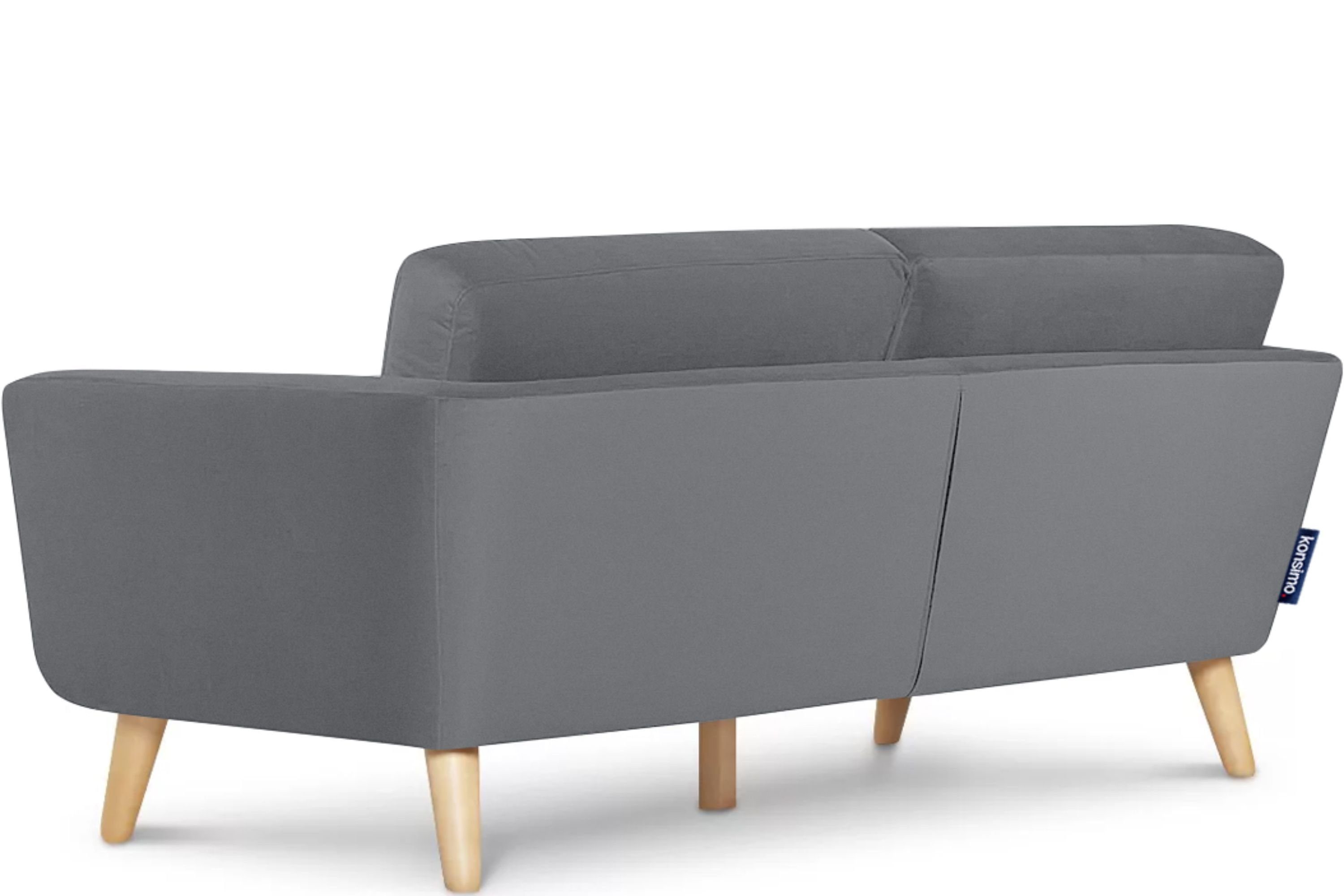 Konsimo 3-Sitzer Scandi-Stil, Armlehnen, | Personen, Made Europe, Sofa aus in 3 TAGIO mit Massivholz grau grau Gestell
