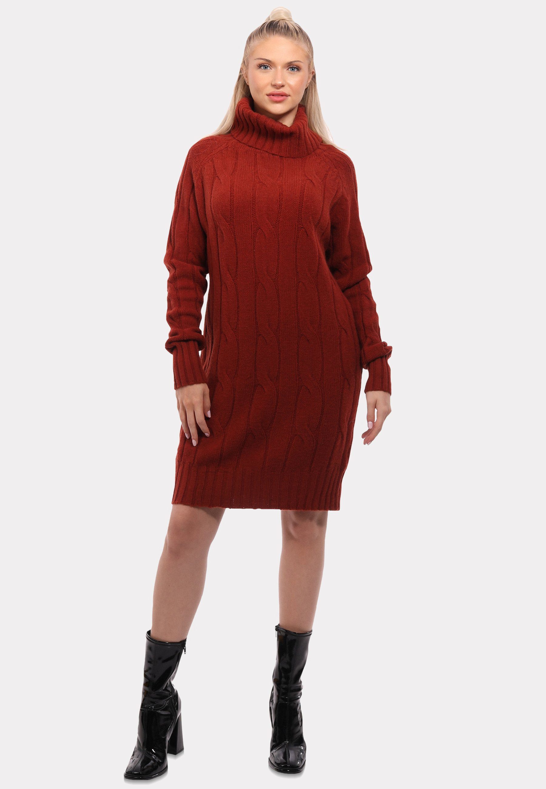 YC Fashion & Style Strickkleid Exklusives Damen Rollkragen Strickkleid (1-tlg) in Unifarbe rost