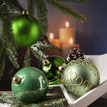 MARELIDA Weihnachtsbaumkugel Christbaumkugel Weihnachtskugel Glas D: 10cm grün salbeigrün 4 St. (4 St)