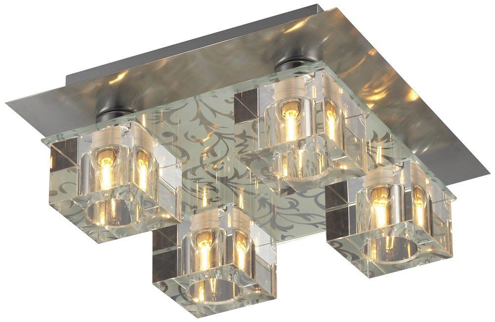 etc-shop LED Deckenleuchte, Leuchtmittel Glas Chrom Deckenlampe nicht Wohnraum inklusive, Deckenleuchte Leuchte Lampe
