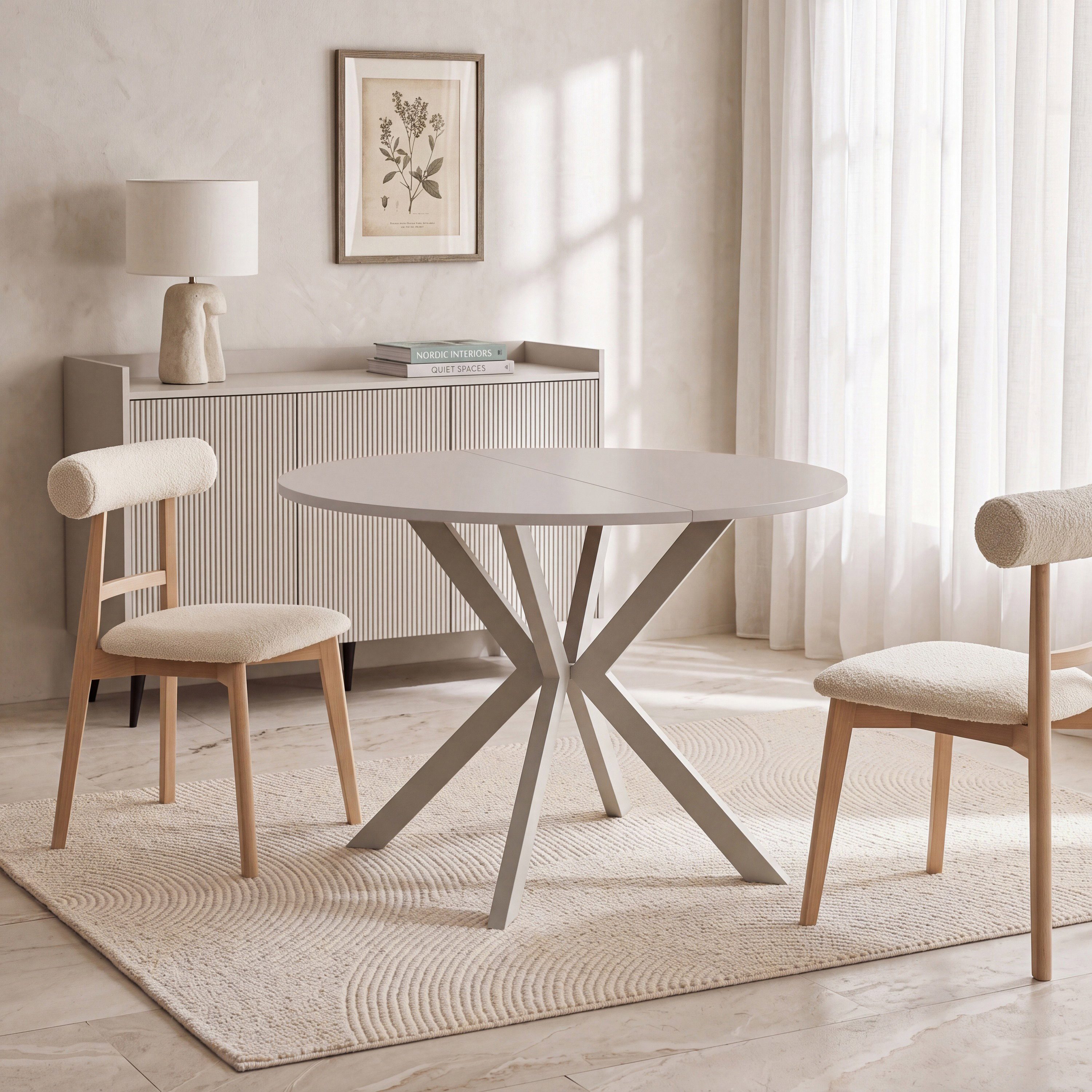 WFL GROUP Esstisch Valio runder Ausziehtisch für Esszimmer mit Metallbeinen in Kaschmir (MADE IN EU, erhältlich in zwei Größen – 90 / 100 cm, ausziehbar auf 130 / 140 cm), ausziehbar, verlängerbar, Holzoptik im modernen Industrial-Stil