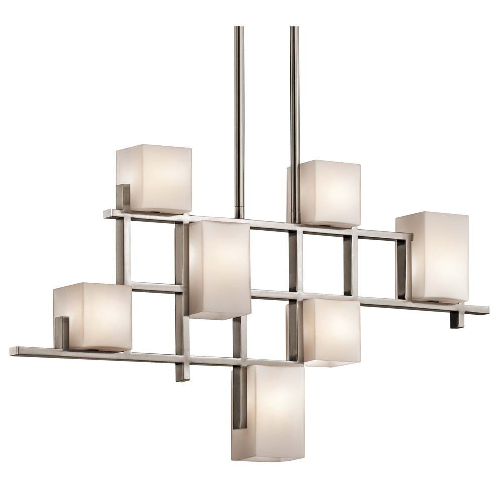 Elstead LIGHTING LED Pendelleuchte, Leuchtmittel inklusive, Hängelampe Designleuchte Kronleuchter 7-Flammig LED Zinn opal