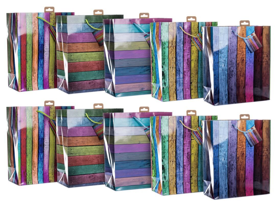laro Geschenkbox Premiumline Große Geschenktüten Geschenktaschen 10-100 Stk Stripes (40 St)