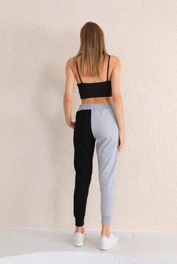 Bongual Relaxhose zweifarbige Jogginghose Farbblock mit Rippbündchen