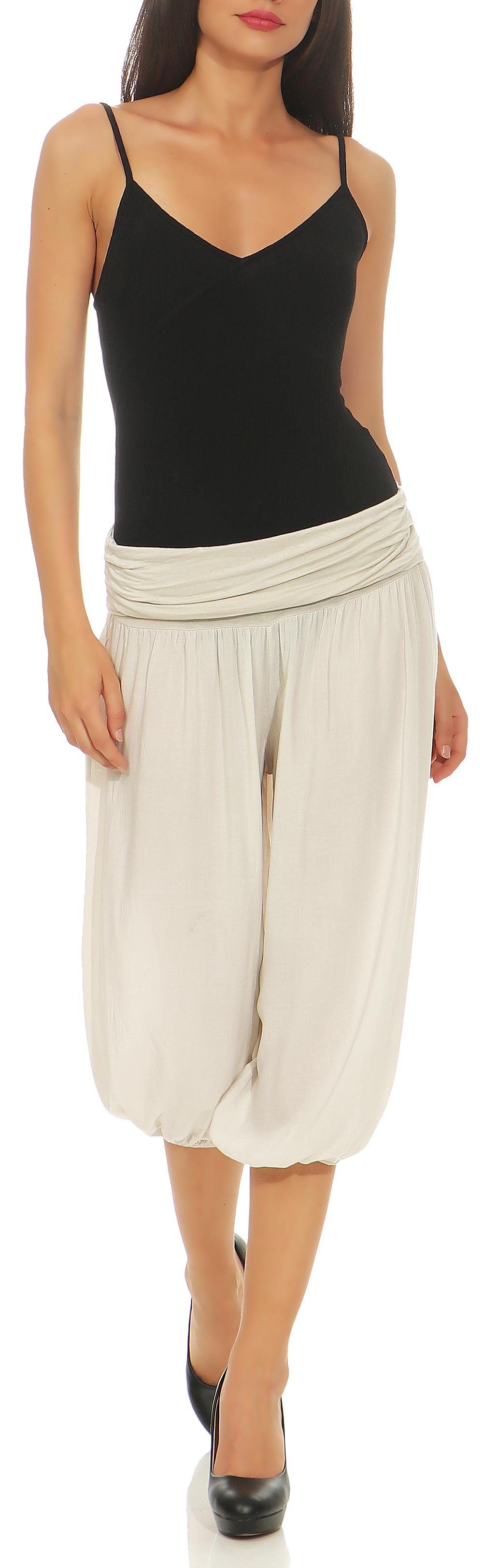 malito more than fashion Haremshose malito Damen Pumphose kurz in Uni Farben, Haremshose zum Tanzen, Damen Haremshose