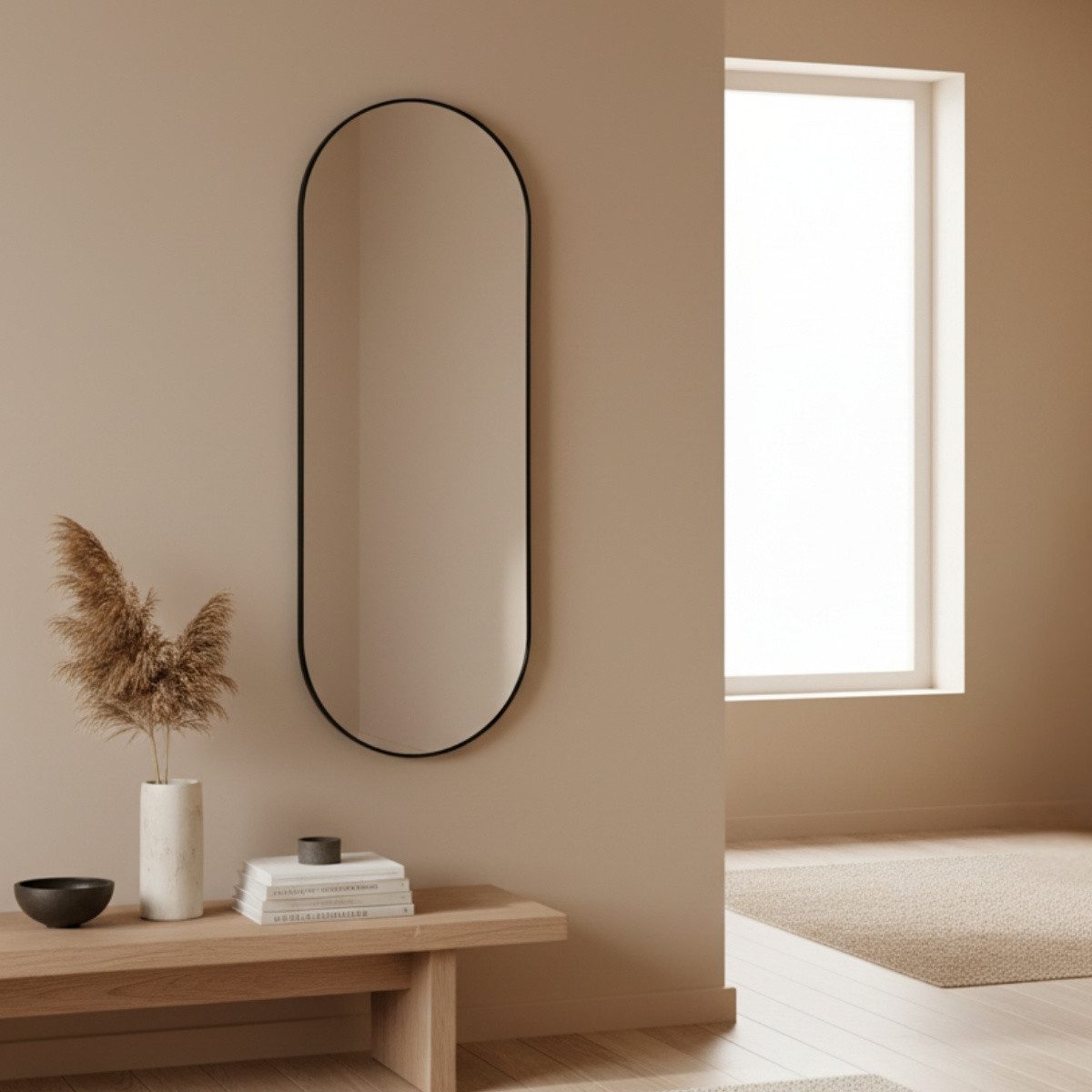 EDAXO Wandspiegel Dekorativer Wandspiegel ALVA, 80 x 30 cm, Splitterschutzfolie