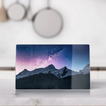 DEQORI Schneidebrett 'Nachthimmel in den Bergen', Glas, Platte Frühstücksbrett Schneideplatte