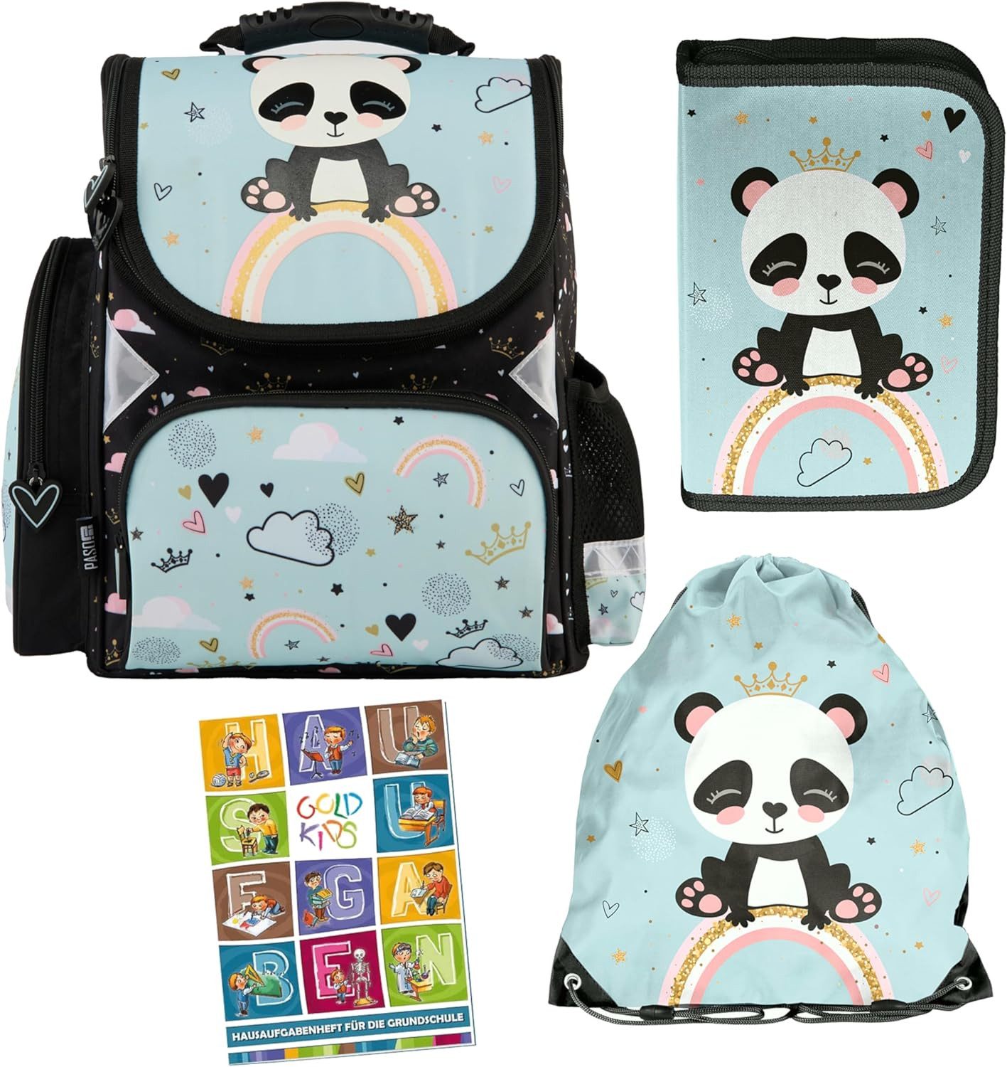Schulranzen für Jungen und Mädchen, 4er-Set - Schul-Rucksack für