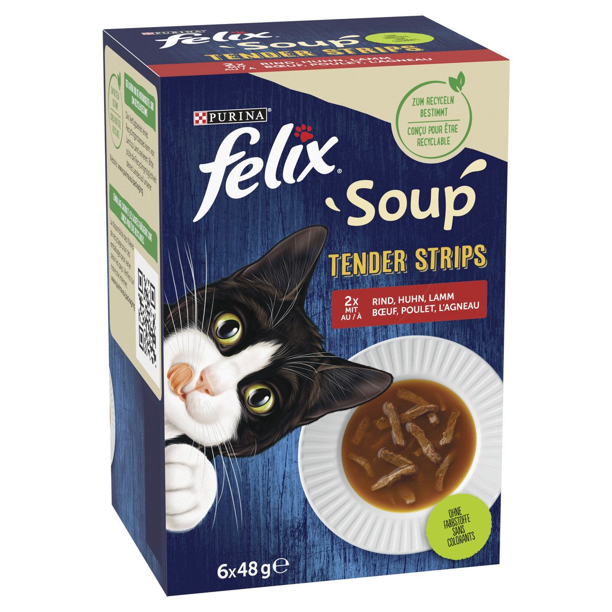 Felix Soup Tender Strips Geschmackvielfalt vom Land 6 x 48 g, für: Katze
