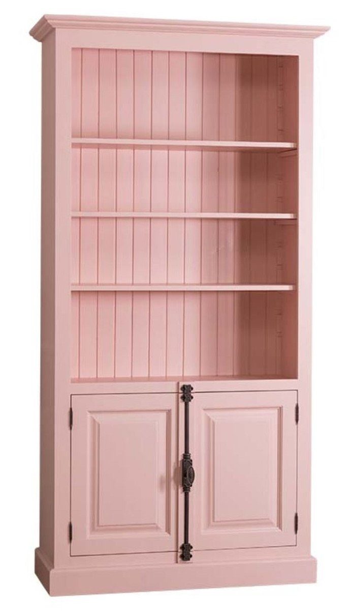 Casa Padrino Stauraumschrank Landhausstil Bücherschrank Rosa 109 x 40 x H. 210 cm - Landhausstil Wohnzimmerschrank