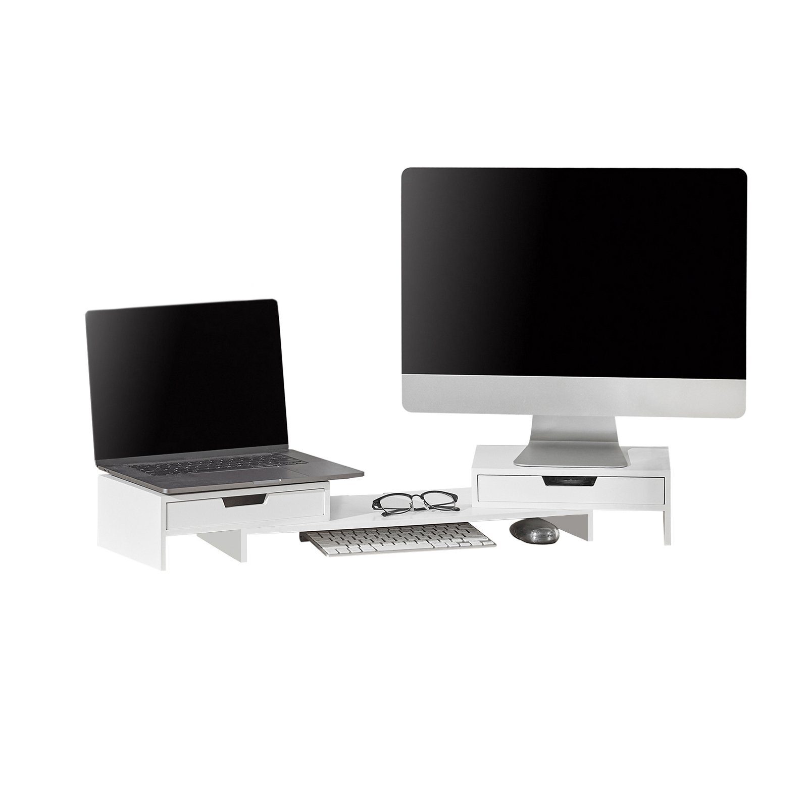 SoBuy Monitor-Halterung BBF04, (Design Monitorerhöhung für 2 Monitore Monitorständer Bildschirmständer)