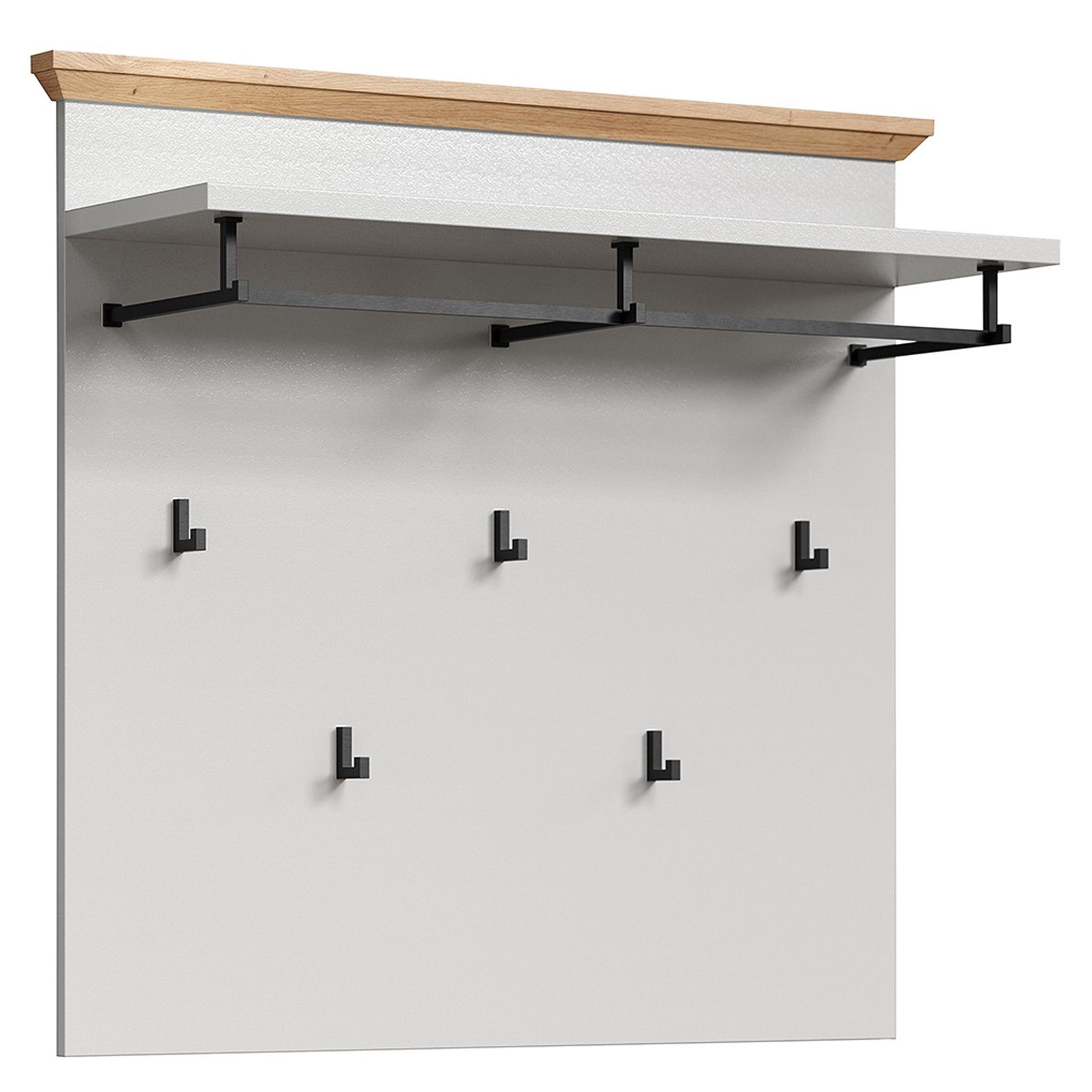 trendteam Garderobenpaneel Landside grau, Garderobe Kleiderstange Kleiderhaken Flurgarderobe 91 x 106 x 27 cm