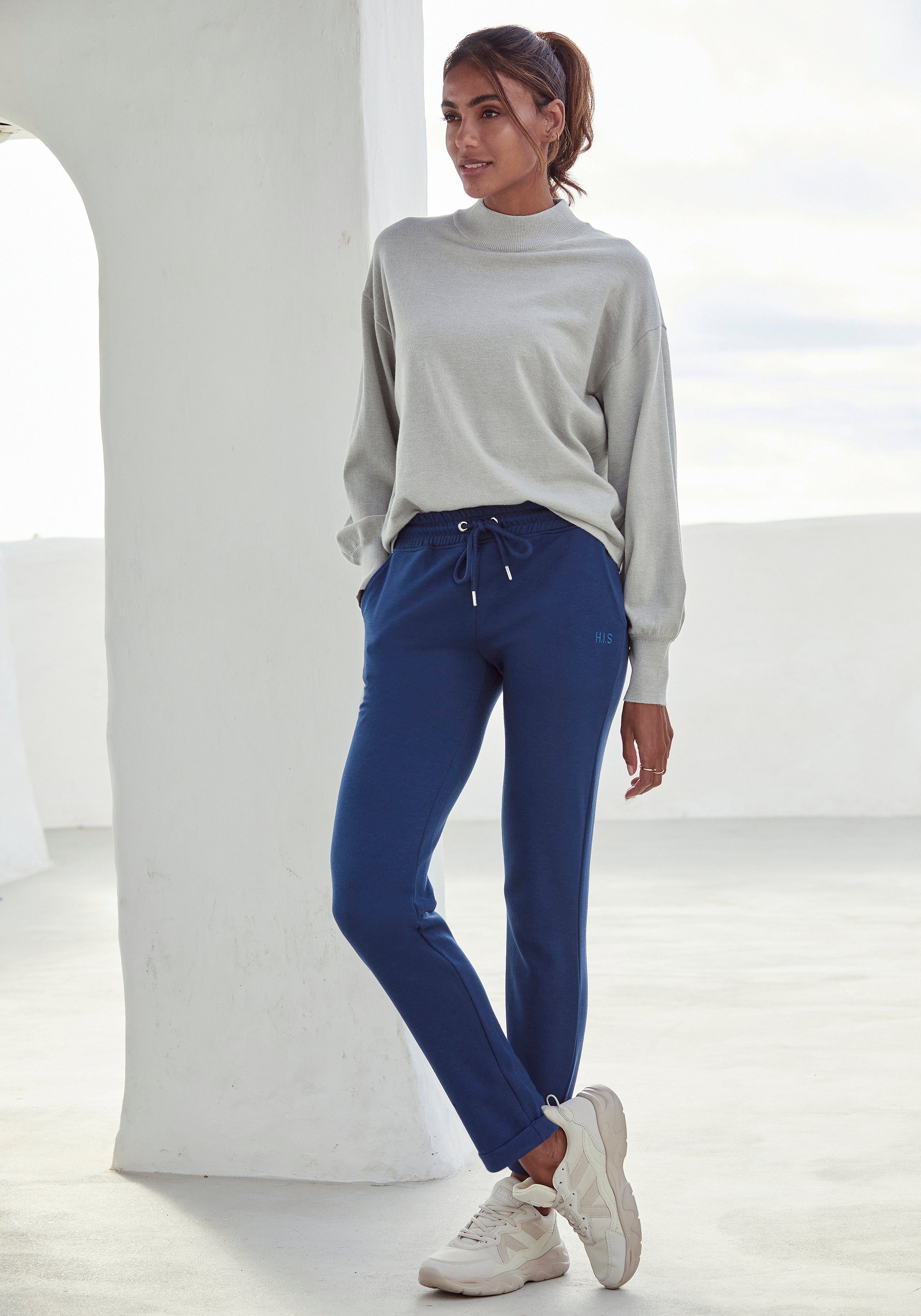 H.I.S Sweathose Schlupfhose mit kleinem Aufschlag am Saum, Loungewear