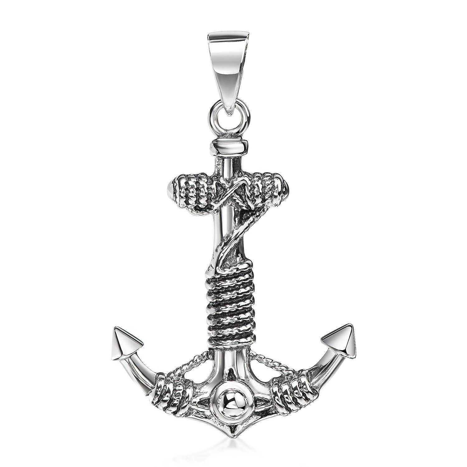 Materia Kettenanhänger Anker Anchor Schiff Seefahrt antik geschwärzt 925 Silber KA-285, 925 Sterling Silber, oxidiert