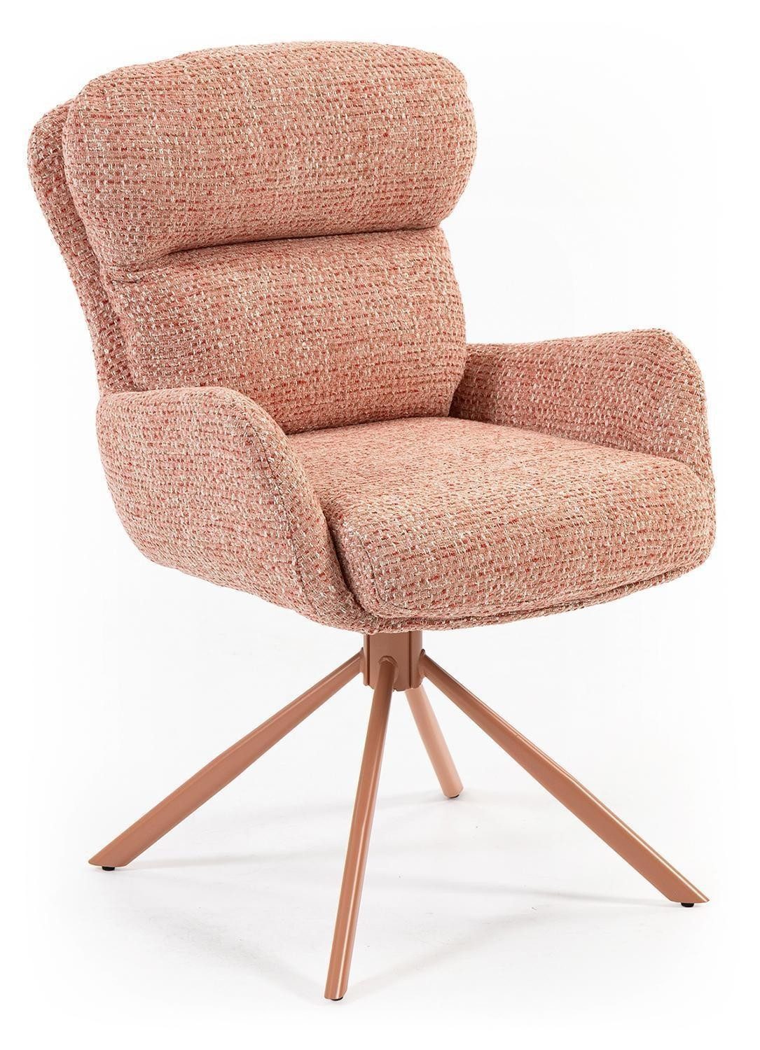Home4You Polsterstuhl Rose, Webstoff, Metallgestell (1 St), 180 Grad drehbar, B 61 x H 91 x T 69 cm